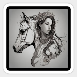 Horse and Girl Sticker